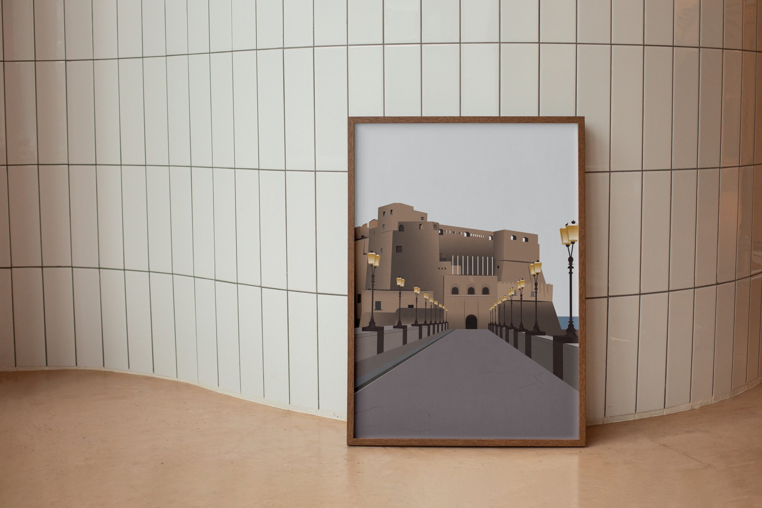 Digitalna ilustracija Castel dell'Ovo u Napulju, art print inspirisan Italijom