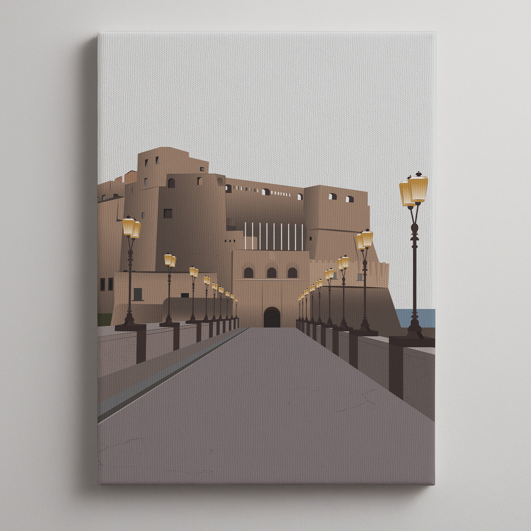 Digitalna ilustracija Castel dell'Ovo u Napulju, art print inspirisan Italijom