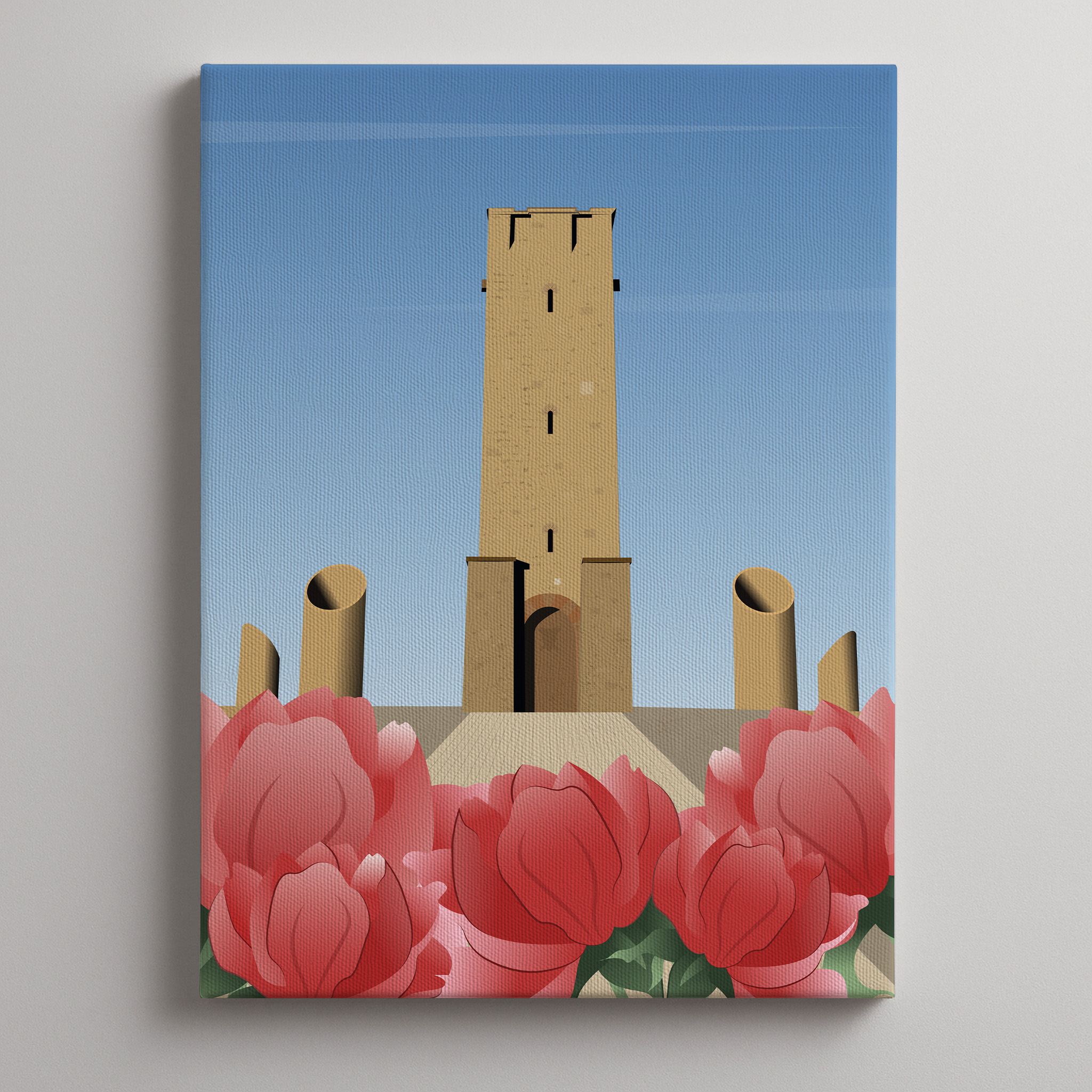 Art print Gazimestan – ilustracija spomenika Gazimestan, kulturno-istorijski motiv Srbije, zidna dekoracija