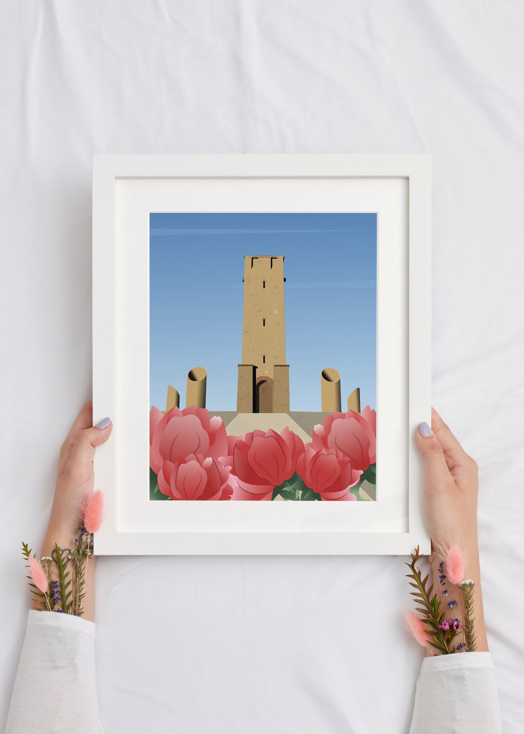 Art print Gazimestan – ilustracija spomenika Gazimestan, kulturno-istorijski motiv Srbije, zidna dekoracija